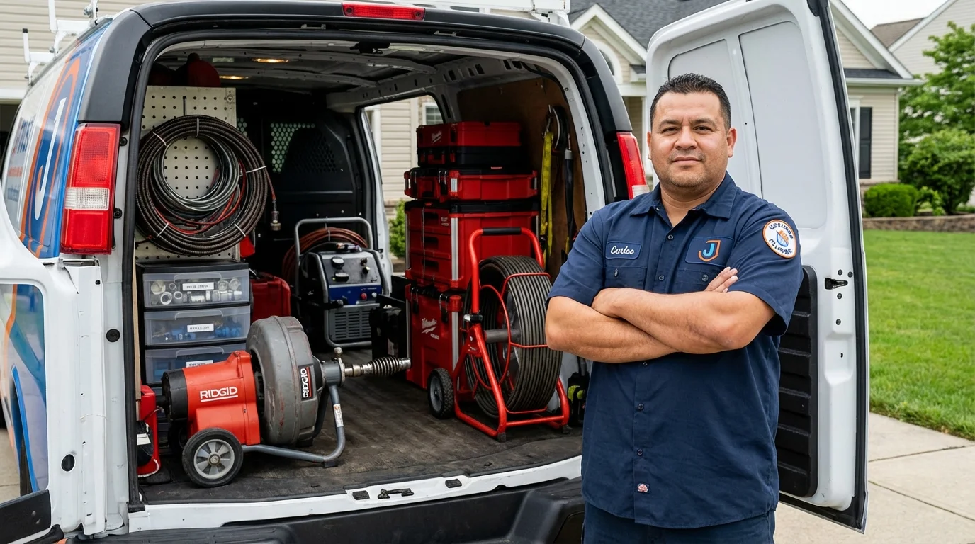 Professional drain cleaning equipment and Johns Plumbing LLC plumber in Waxhaw