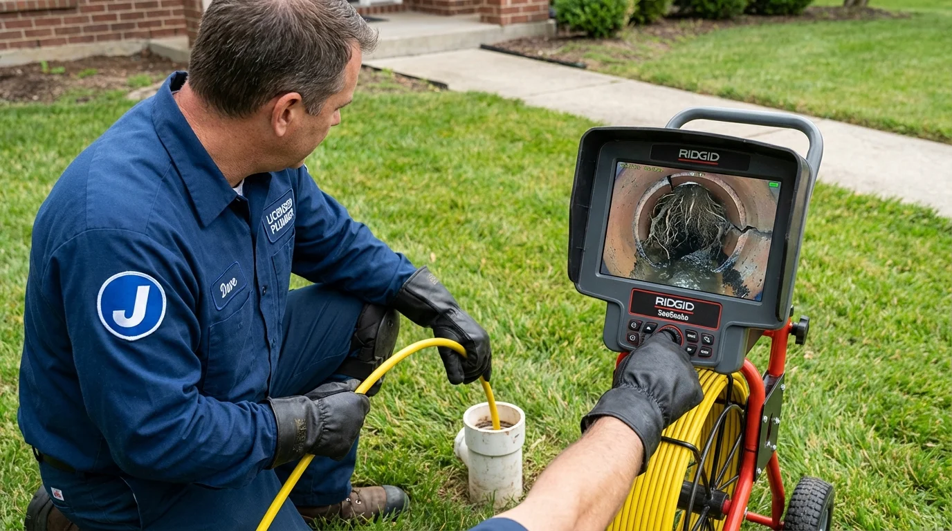 Sewer camera inspection being performed by Johns Plumbing LLC in Waxhaw